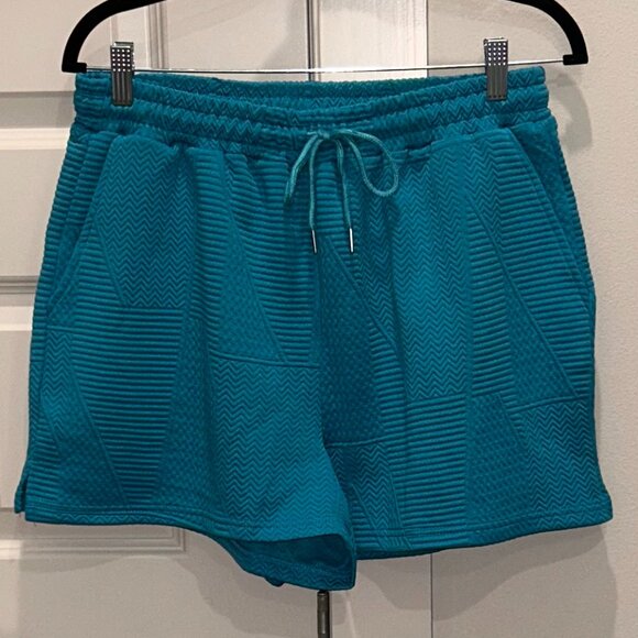 TurquoiseTextured Knit Matching Short Set - Picture 8 of 13